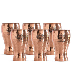 Pure Copper Glass With Half Lecquer Hammered & Shine Design 400 ML