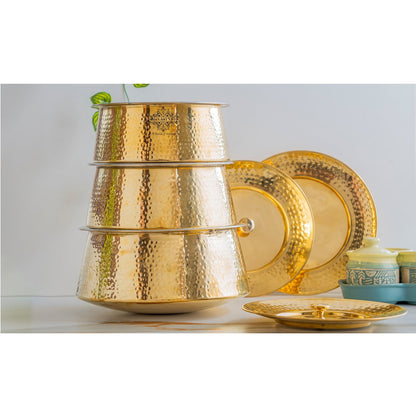 Brass Hammered Patila And Lid with Tin lining, Traditional cookware
