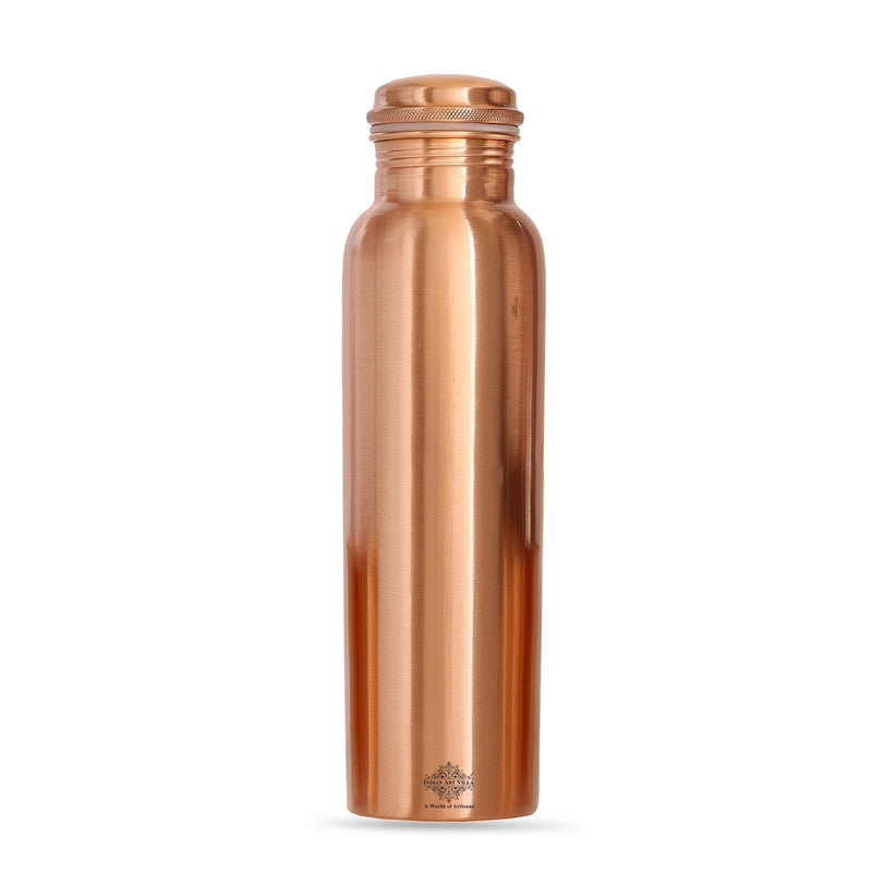 Pure Copper Matt Finish Lacquer Coated Water Bottle & 2 Glass