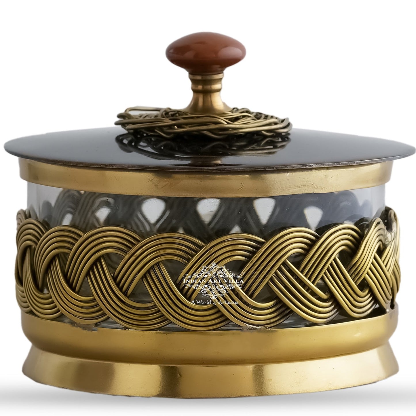 Brass Decorative Dry Fruit Bowl with Lid