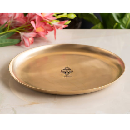 Handcrafted Brass Matt Finish Dinner Plate,Timeless Elegance for Your Dining Experience -30 CM