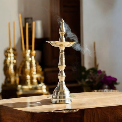 Pure Brass Stand/Pillar Diya/Deepak/Lamp/Lantern With Dome Design, Pooja, Home Decor & Diwali Gift Item