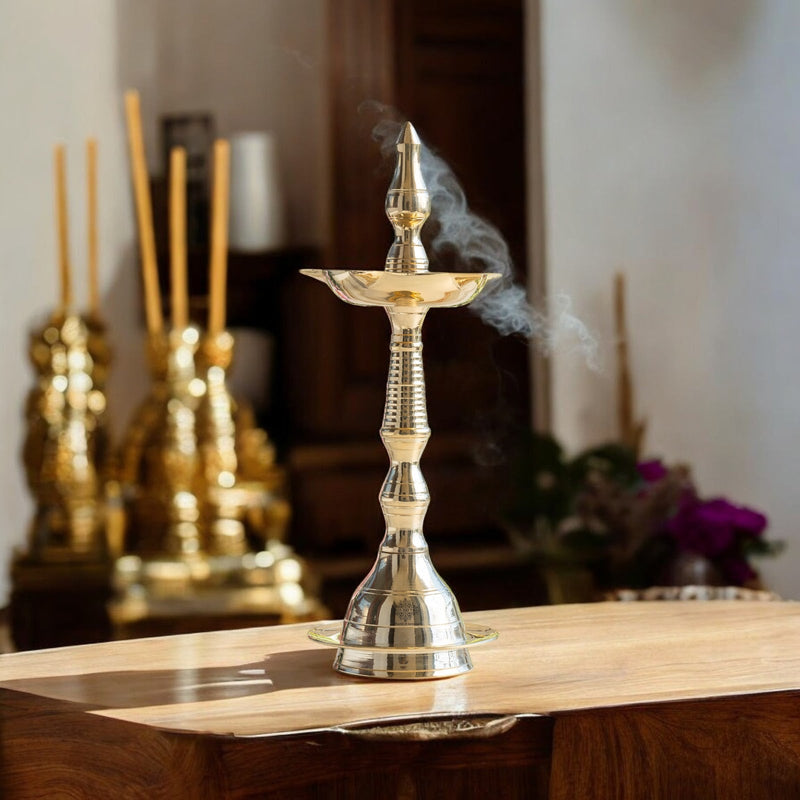 Pure Brass Stand/Pillar Diya/Deepak/Lamp/Lantern With Dome Design, Pooja, Home Decor & Diwali Gift Item