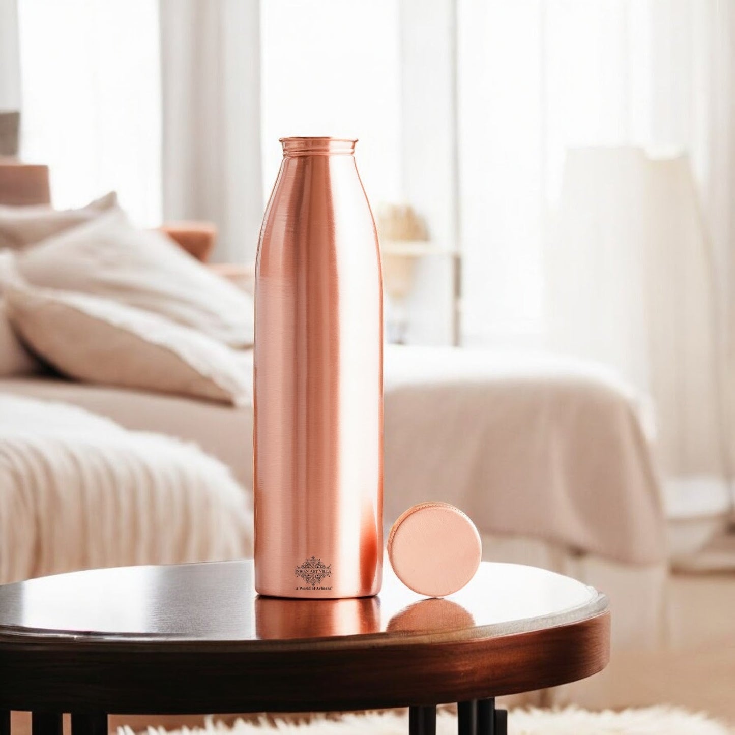 Pure Copper Water Bottle with Plain Matte Finish Design