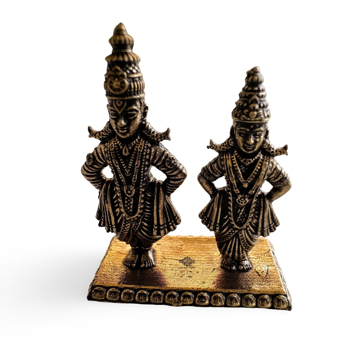 Pure Brass Miniature Vitthal Rukmini Ji Murti - 3.98 cm