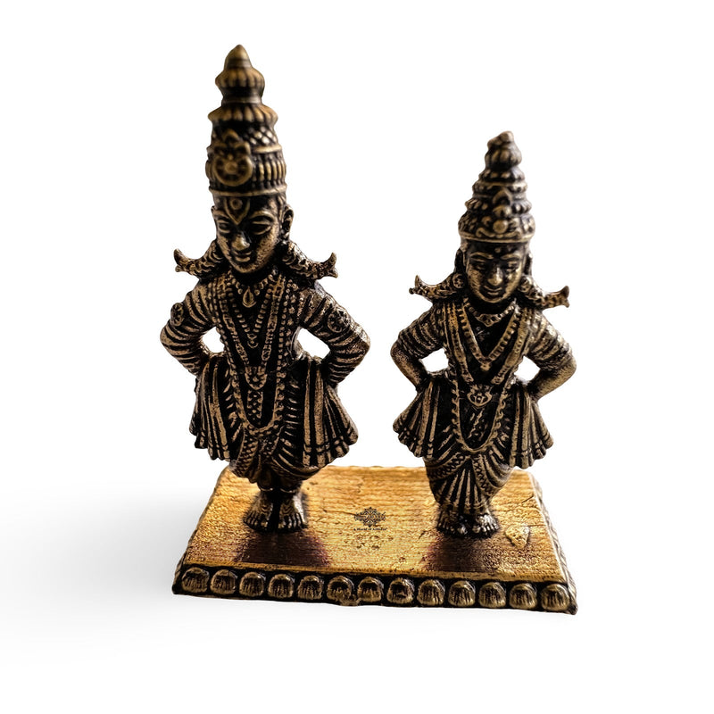 Pure Brass Miniature Vitthal Rukmini Ji Murti - 3.98 cm