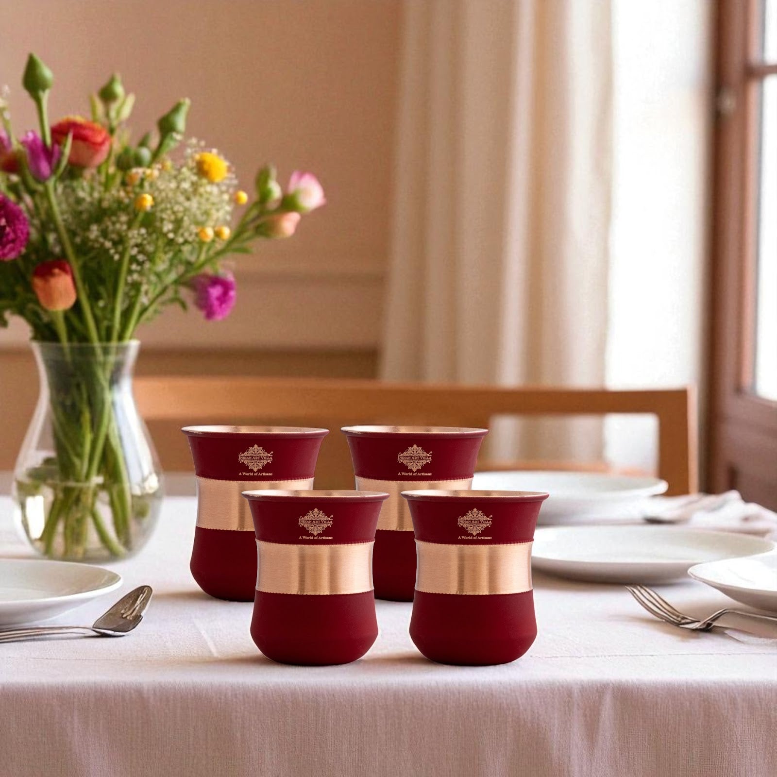 Pure Copper Half Silk Finish Glass – 300 ML