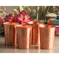 Pure Copper Lacquer Coated Plain & Hammered Design Glass 275 ML