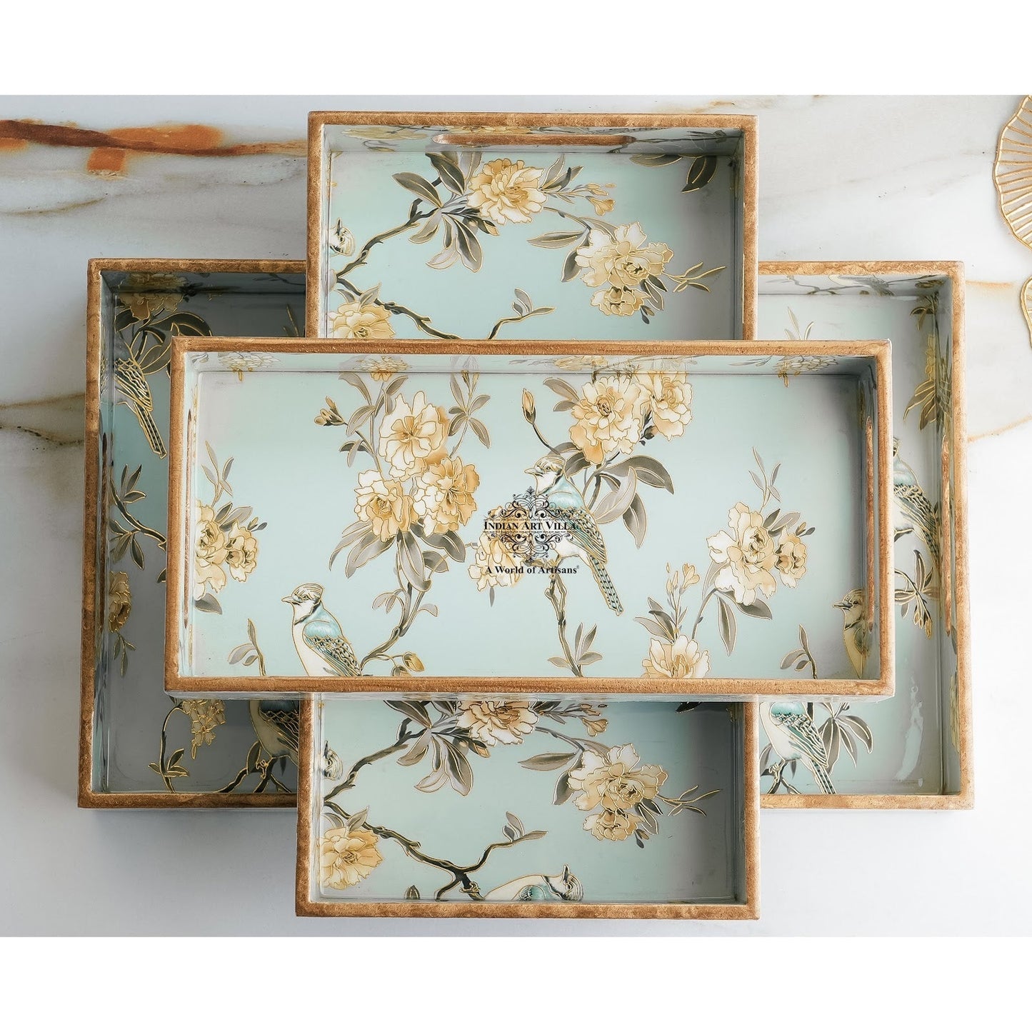 Wooden Tray Set of 3  Handcrafted Multipurpose Decorative Serving Platters