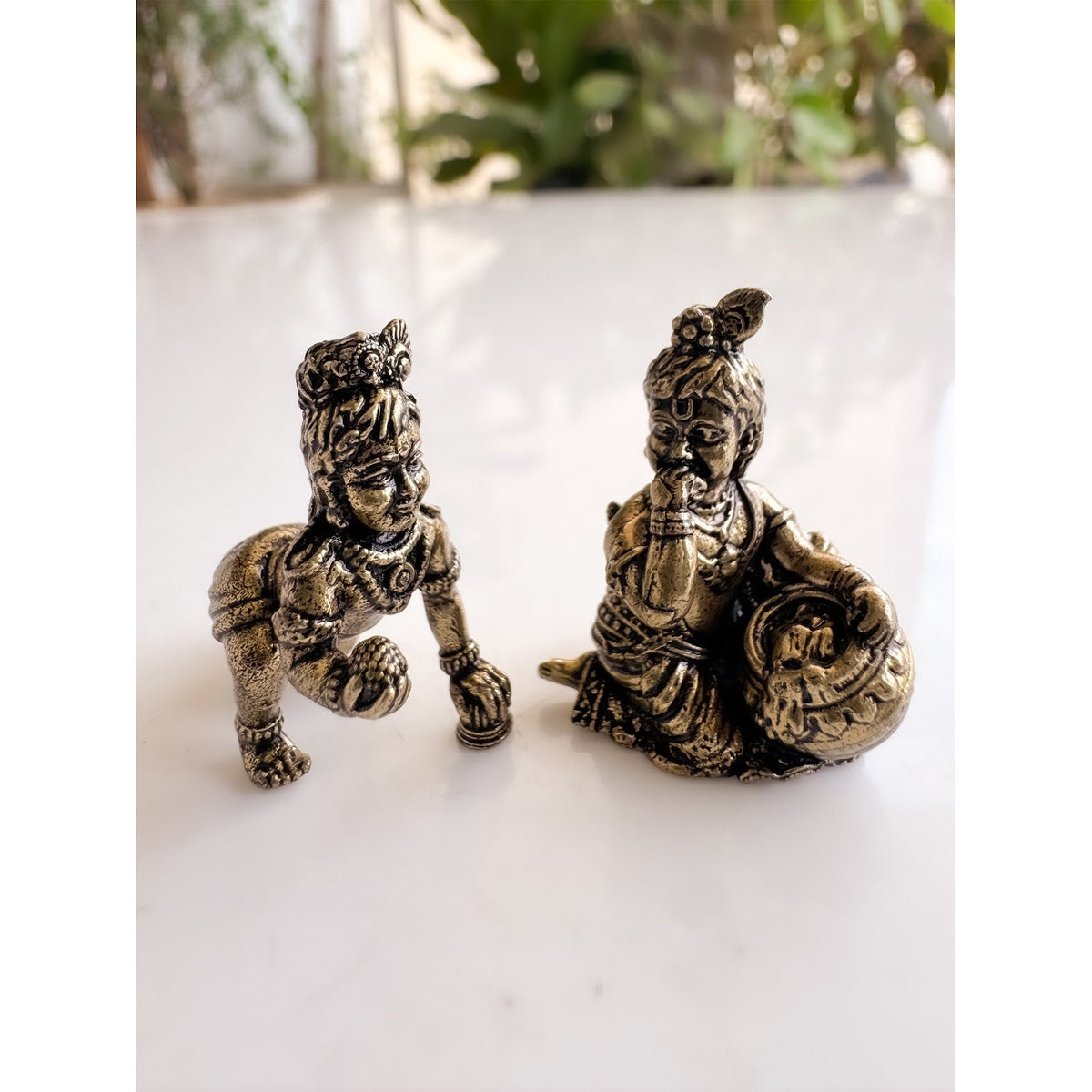 Pure Brass Miniature Bal Gopal Janmashtami Murti Combo Set