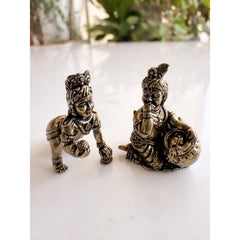Pure Brass Miniature Bal Gopal Janmashtami Murti Combo Set