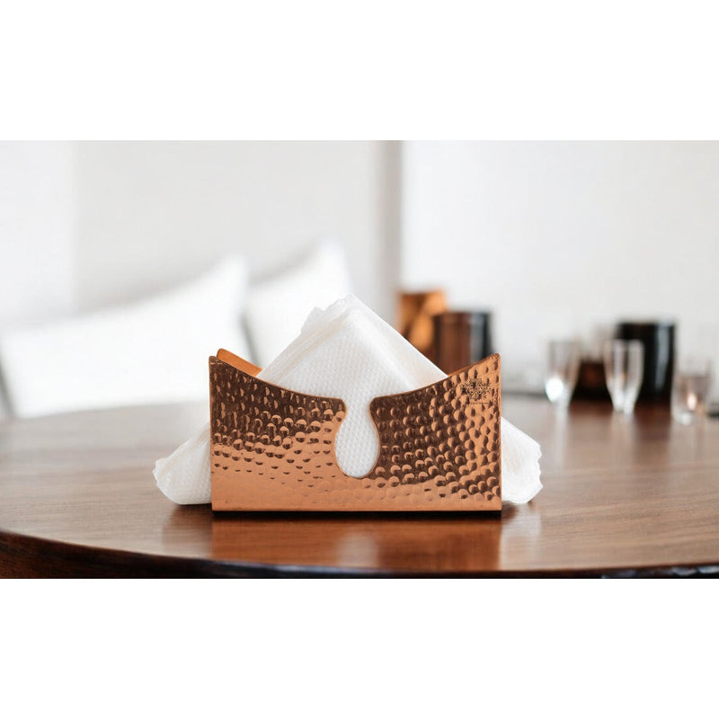 Indian Art Villa, Pure Copper Tissue Paper Holder , Elegant Tabletop Accessory with Hammered Design, Decorative Home & Office Décor.