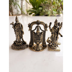 Pure Brass Miniature South Indian Deity Idol Combo for Home Mandir & Décor