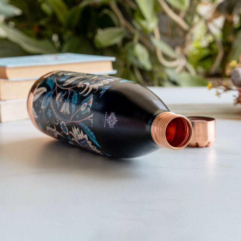 Copper Kalakriti Midnight Tulip Printed Bottle-1050 ML