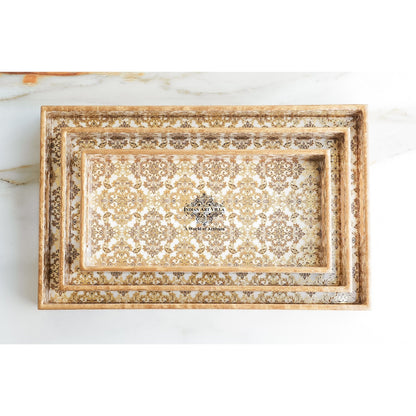 Wooden Tray Set of 3  Handcrafted Multipurpose Decorative Serving Platters