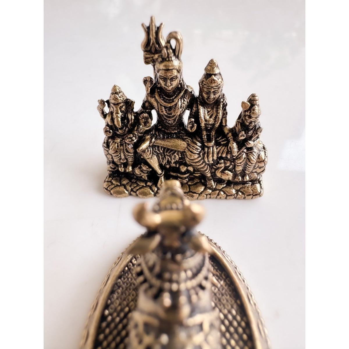 Pure Brass Miniature Shiv Parivar Idol With Nandi Combo
