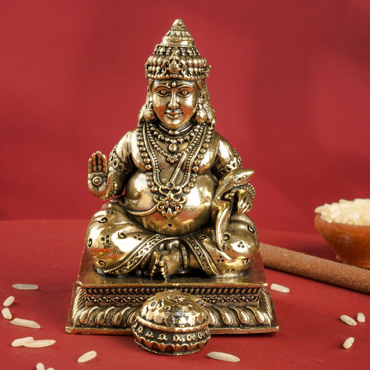 Pure Brass Kuber Murti - Lord of Wealth & Prosperity