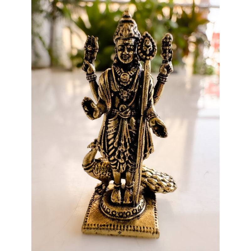 Pure Brass Miniature Murgan ji murti - 3.56cm