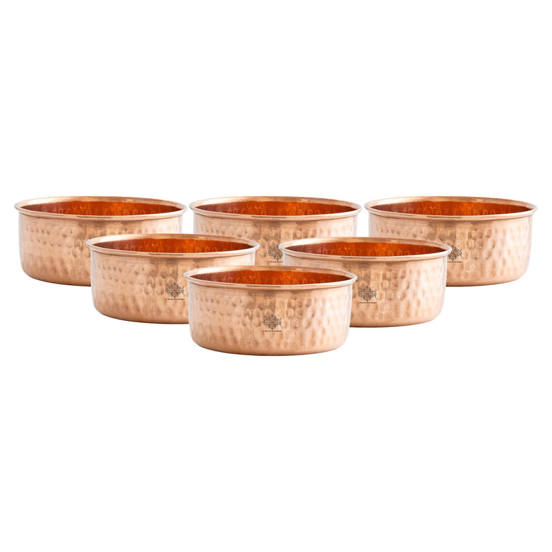 Pure Copper Hammered Design Bowl / Katori, Dinnerware, Serveweare & Tableware, Volume - 200 ML