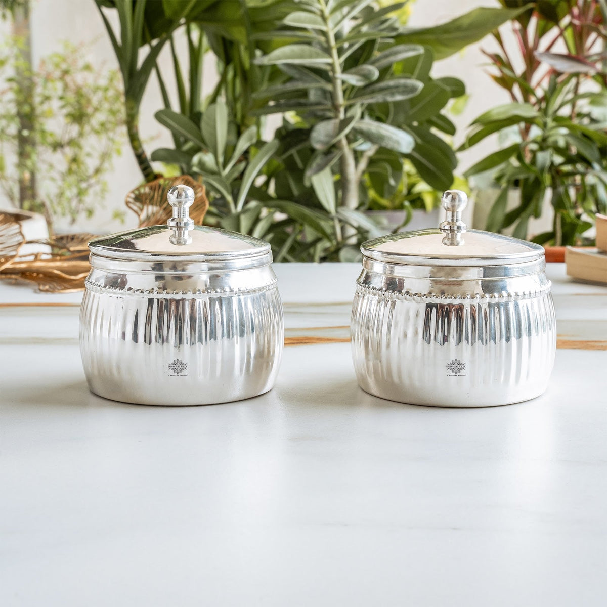 Silver Plated Brass Bowl Combo Set With Box - 380 ML
