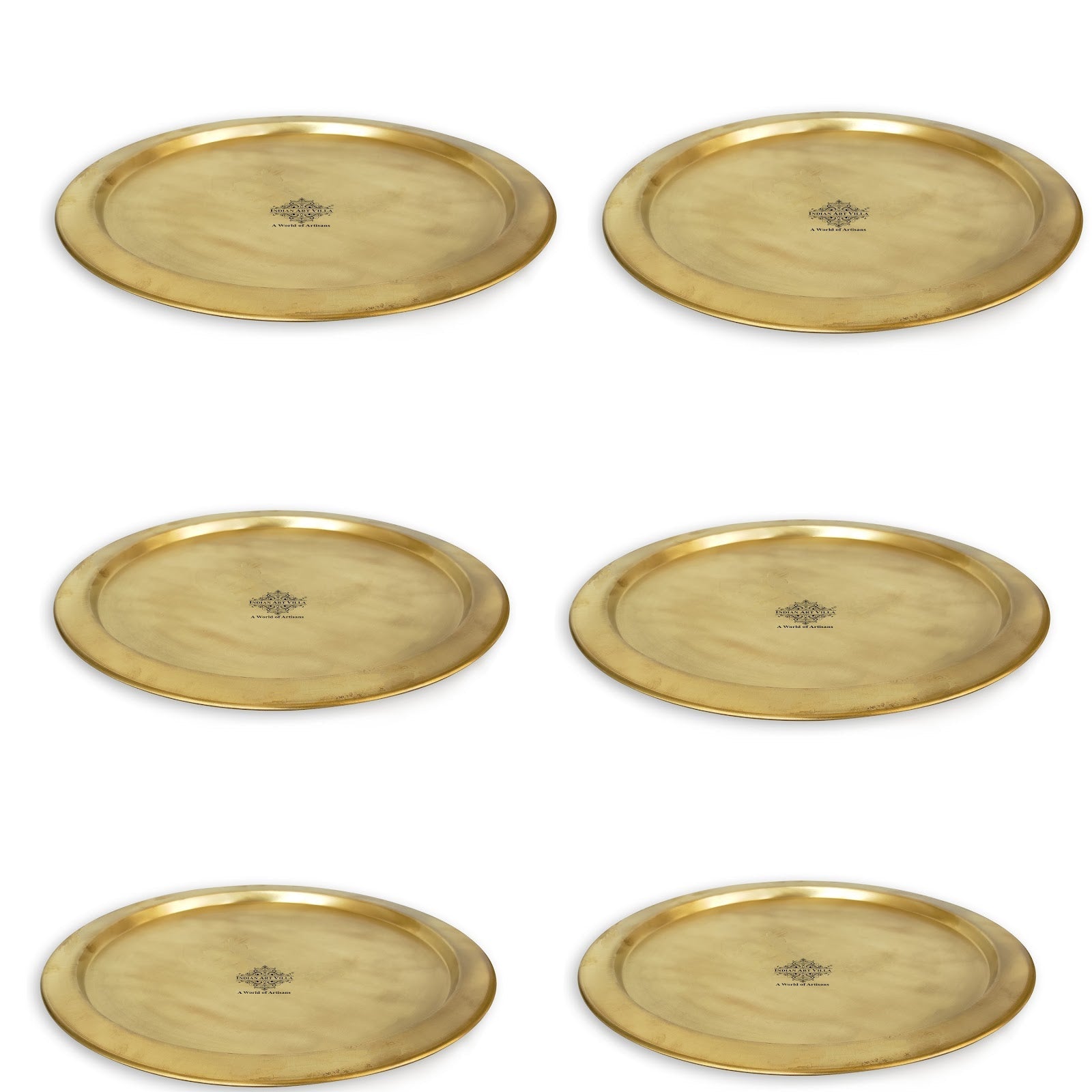 Handcrafted Pure Brass Thali | Plate with Matt Finish Design, Tableware, Serveware