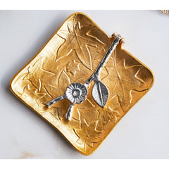 Brass Embossed Flower Design Napkin Holder
