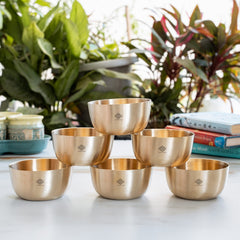 Brass Bowl With Matt Finish Design, Diameter-8.89 cm