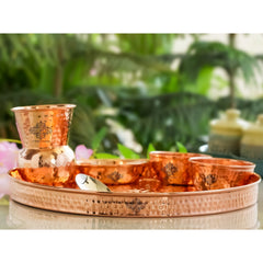 Pure Copper  Hammered  Design, 6 Pieces Dinner Set