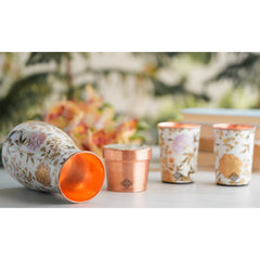 Copper Gold Printed Bedroom Bottle with 2 Glass Set – 900 ML Bottle & 300 ML Glass