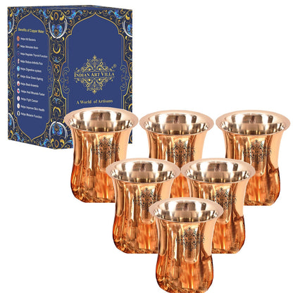 Steel Copper Curved Design Glass | Tumbler, Tableware, 300ml