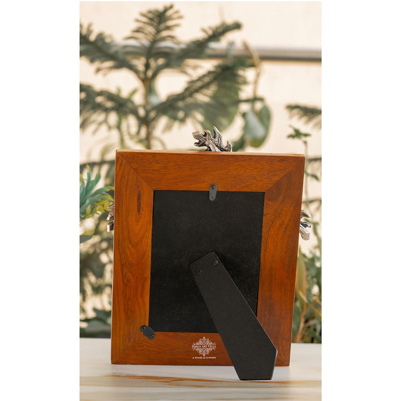 Wooden Photo Frame with Leaf & Acorn Design, 17x11 cm  Photo Size – Elegant Decorative Frame for Home Décor.
