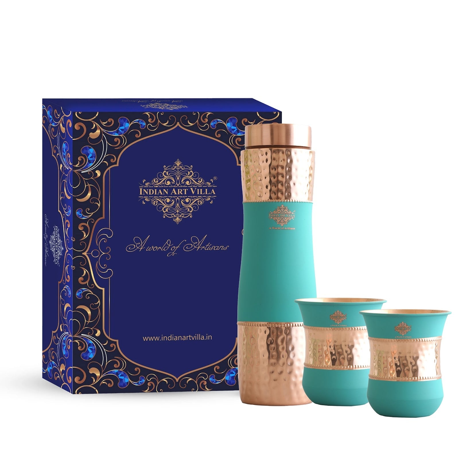 Personalized Copper Silk Finish Bottle & Glass Gift Set