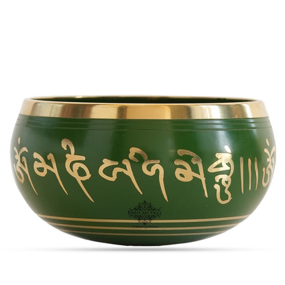 Pure Brass Green Designer Tibetan Singing Bowl, Home Decor, Accessories