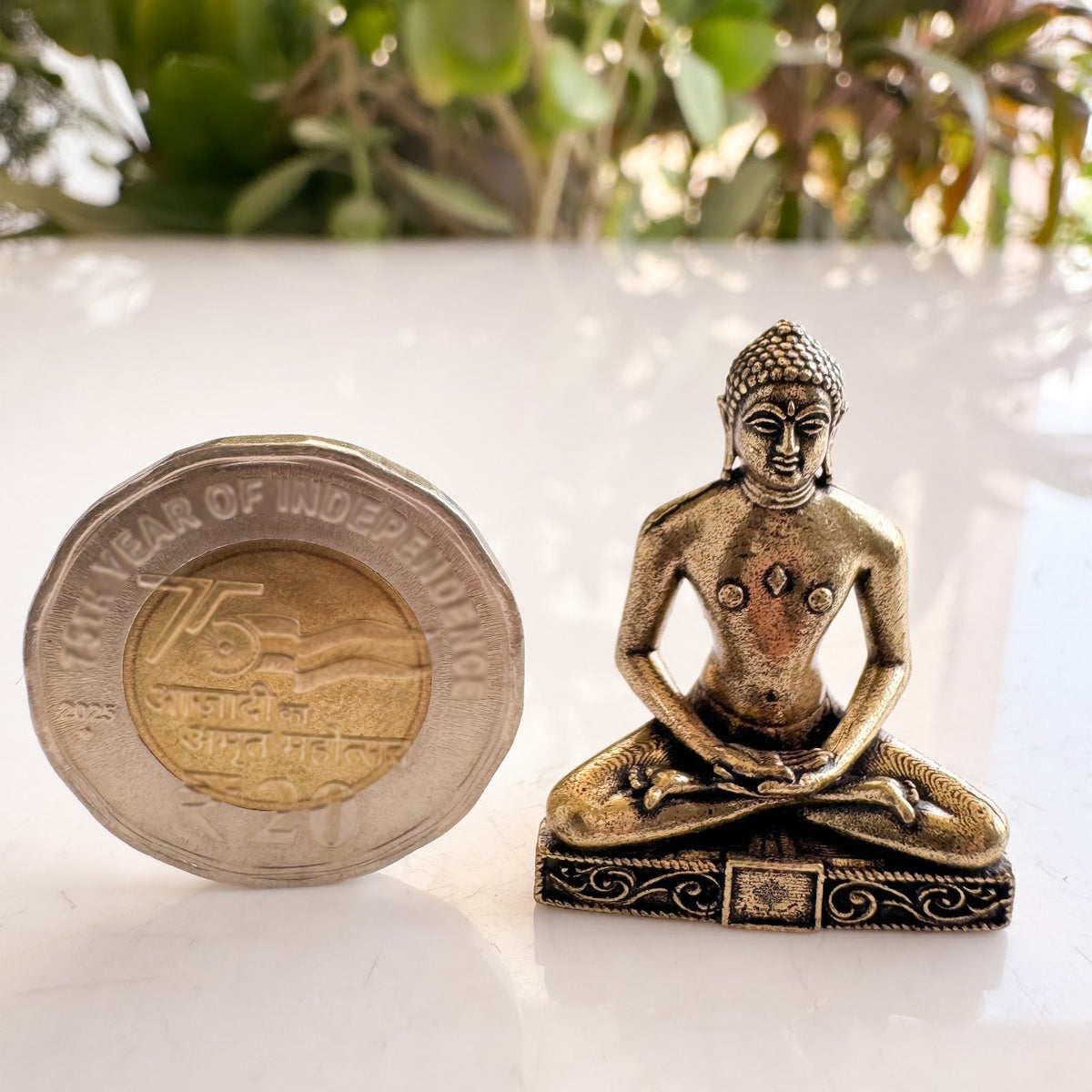 Pure Brass Miniature Mahaveer ji Statue - 3 cm