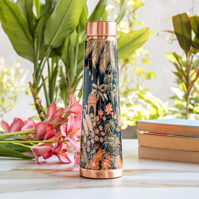Pure Copper Kalakriti Printed Water Bottle for Daily Use - 750 ML