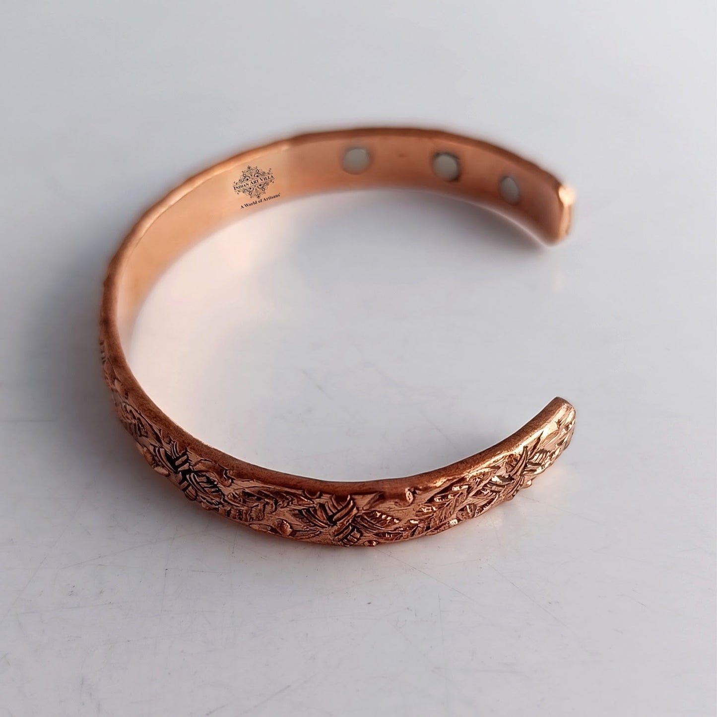 Pure Copper Flower Design Bangle with Inbuilt Magnet