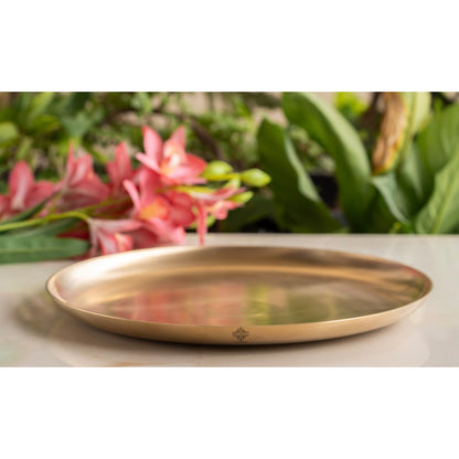 Handcrafted Brass Matt Finish Dinner Plate,Timeless Elegance for Your Dining Experience -30 CM