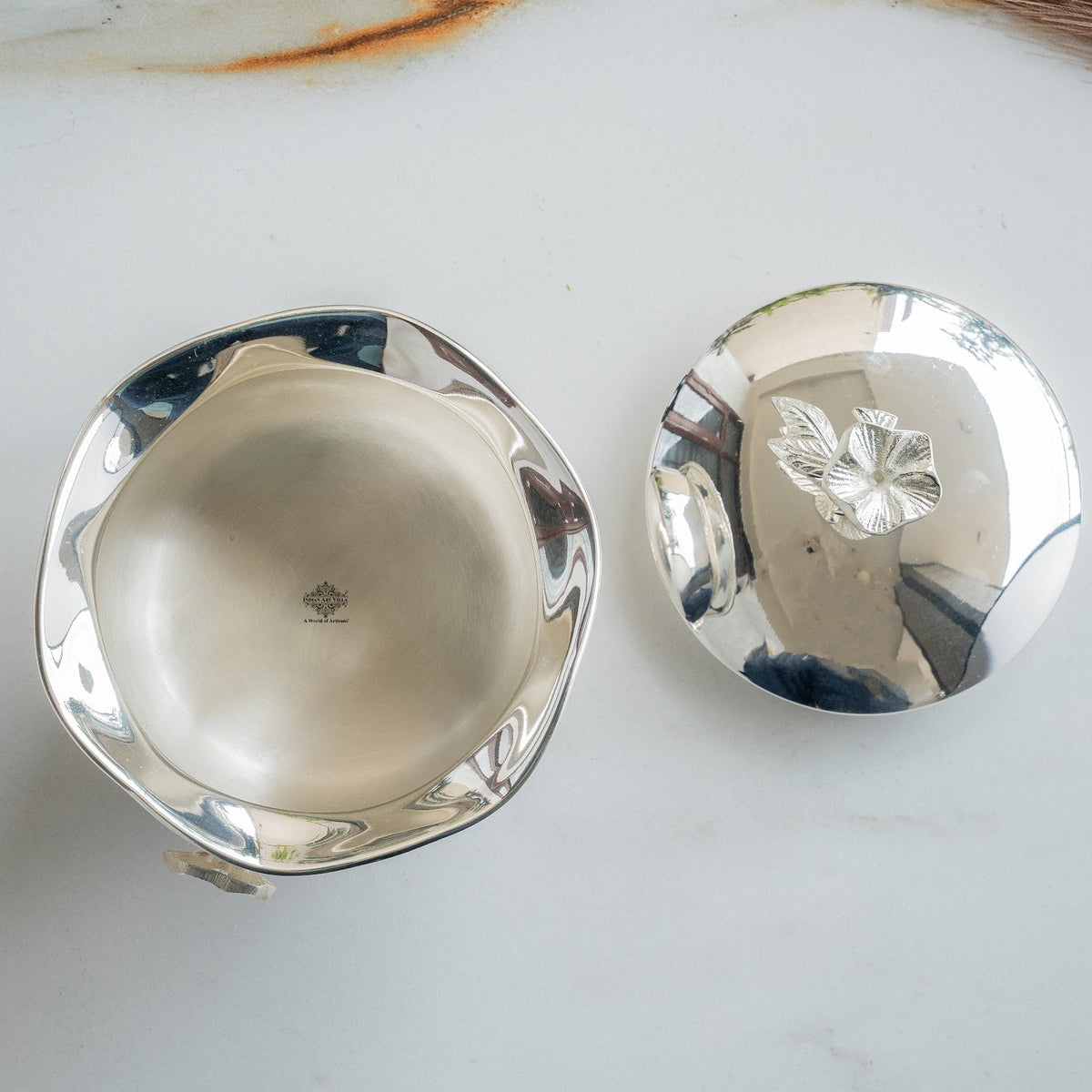 Silver Plated Decorative Flower Design Handi
