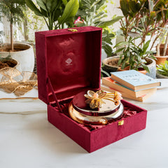 Glass Bowl with Steel Lid & Velvet Gift Box - 1350 ML