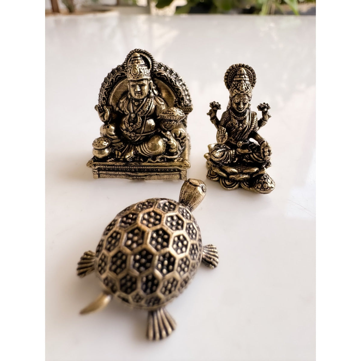 Pure Brass Miniature Dhan-Vaibhav Wealth Murti Combo Set