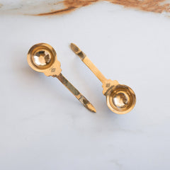 Brass Golchy Aarti Diya Set of 2 with Long Handle