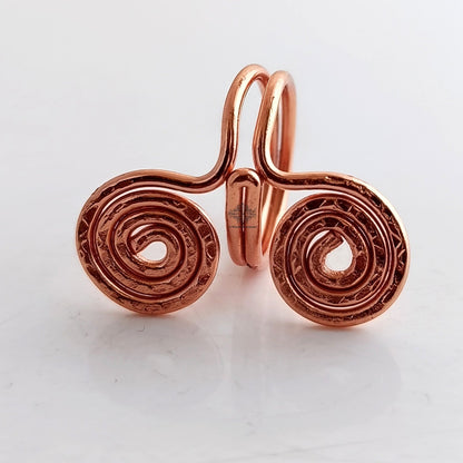 Pure Copper Spiral Ring Adjustable Unisex Fashion Ring