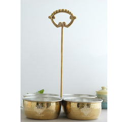 Handcrafted Pure Brass Hammered Design with Tin Lining, Vegetable Serving, 850 ml