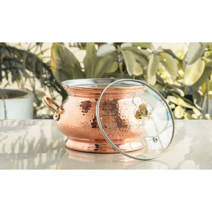 Pure Steel Copper Hammered  Biriyani Handi With Inside Tin Lining