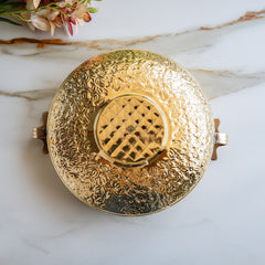 Pure Brass Large Urli with Floral Vine Border for Home Décor