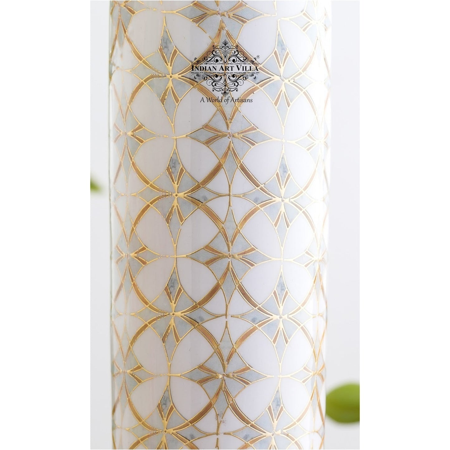 Pure Copper Water Bottle with Different Gold Print Designs, 900 ML