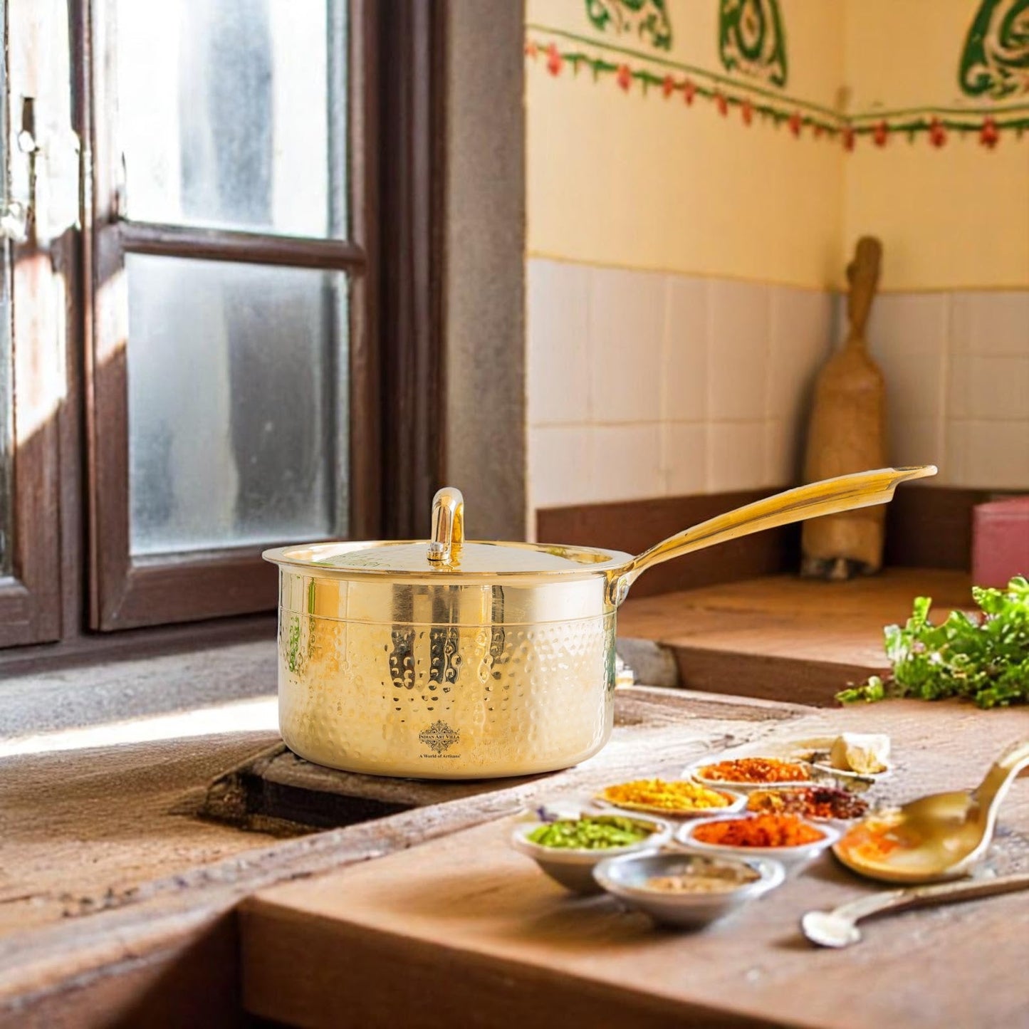 Brass Sauce Pan with Tin Lining & Lid – Indian Art Villa