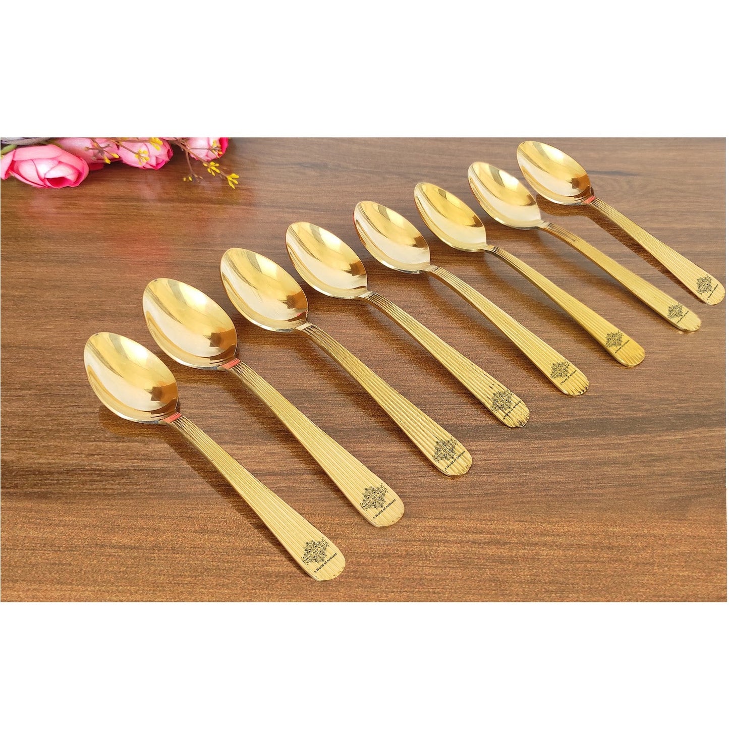 Brass Lining Spoon Tableware Serveware Home Hotel Restaurant Silver
