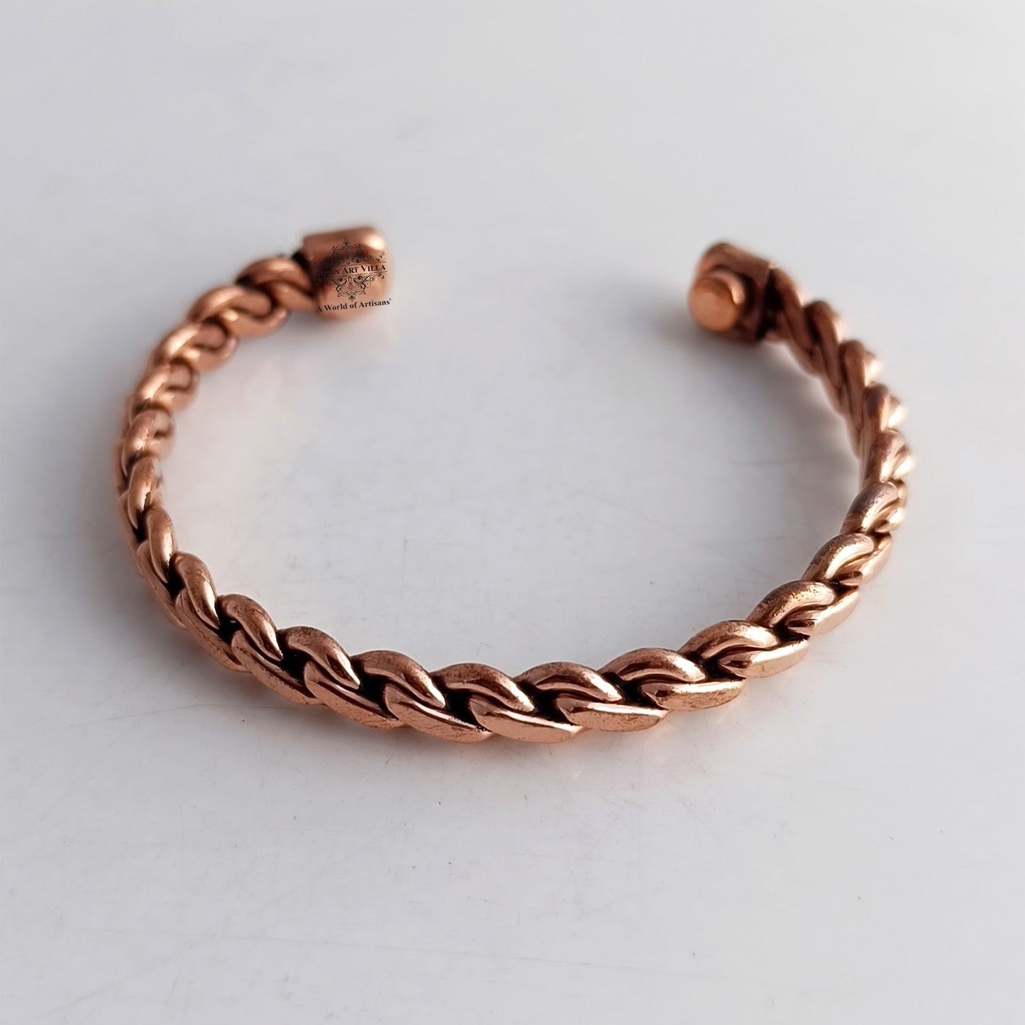 Pure Copper Chain Spiral Design Bracelet with Magnet Handcrafted Healing Bangle