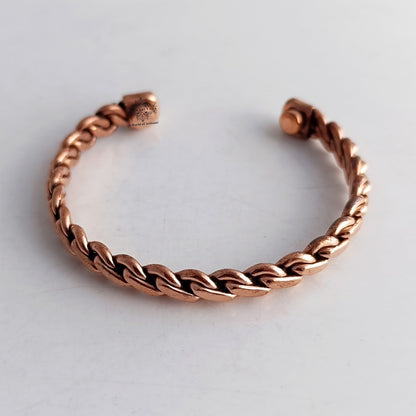 Pure Copper Chain Spiral Design Bracelet with Magnet Handcrafted Healing Bangle